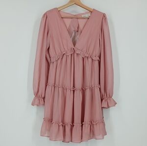 She + Sky Chiffon Tiered Ruffle Dress